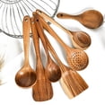 thumbnail image 3 of Spoon  Non-Stick Teakwood Wooden Spatula Spoon Household Kitchen Utensils Kitchenware, 3 of 7