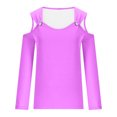 thumbnail image 4 of Yuyuzo Womens Tunic Tops Cold Shoulder Long Sleeve Shirts Loose Solid Color Lightweight Tee Tops, 4 of 5