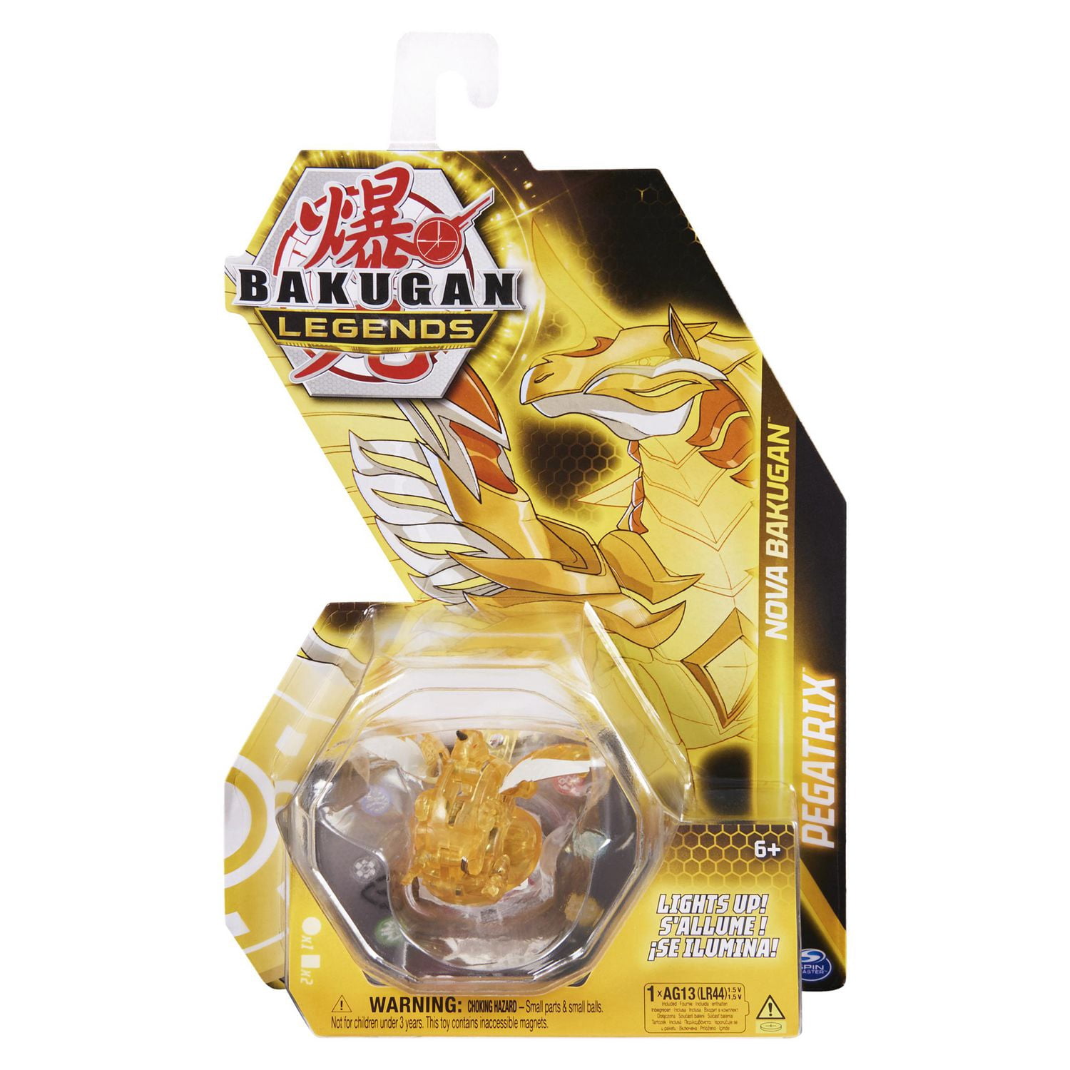 Bakugan Legends, Nova Bakugan, Pegatrix, figurines articulées lumineuses Bakugan, 1 carte Personnage et carte Portail Métallique, jouets pour garçons à partir de 6 ans