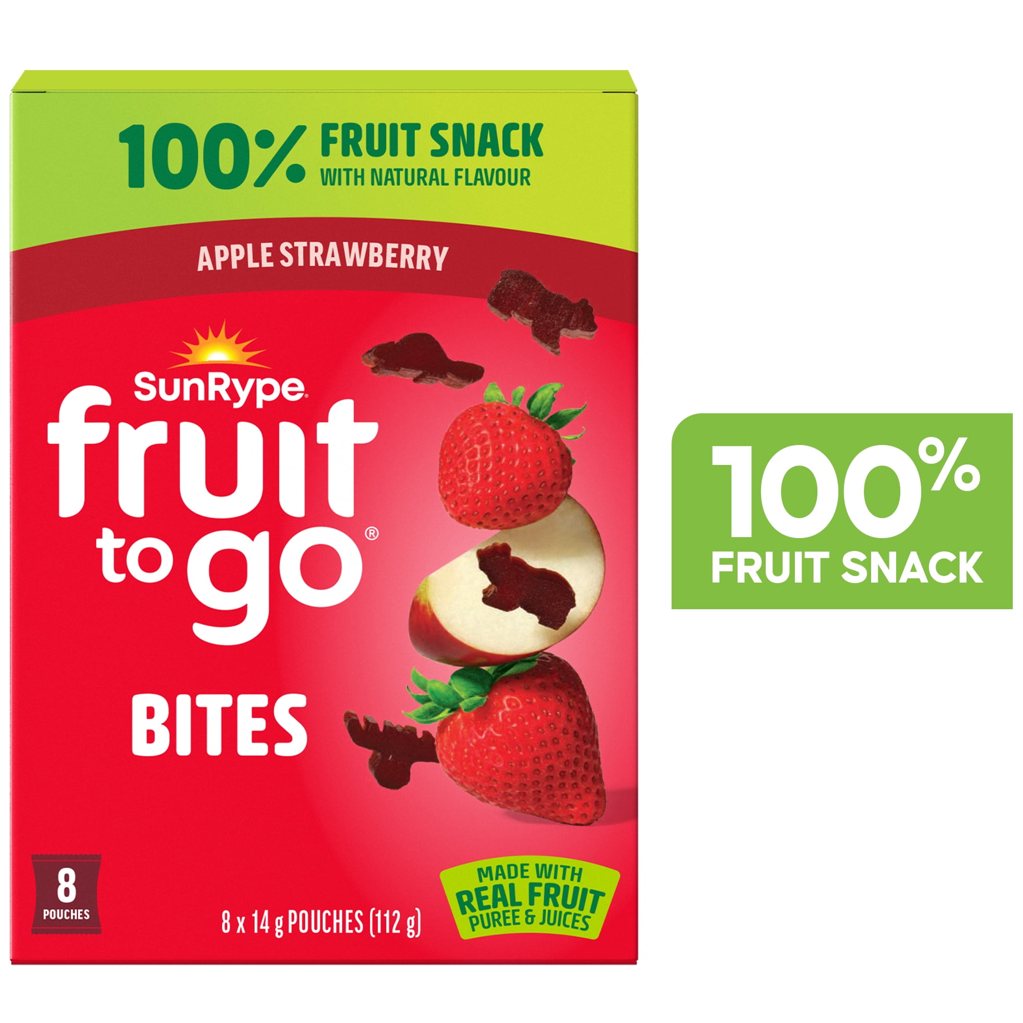 SunRype Fruit to Go Bites Apple Strawberry, 8 x 14 g, 112.00 - 0.25 GR