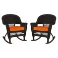 thumbnail image 1 of Jeco Wicker Rocker Chair in Black with Orange Cushion (Set of 2), 1 of 9