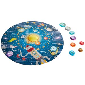 Hape 23 Tour de pouce 102 Puzzle de système solaire en pièce avec affiche d'astronomie pour enfant