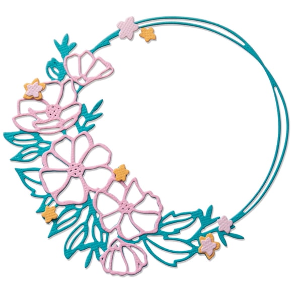 Sizzix Thinlits Die Set-Floral Round, Silver