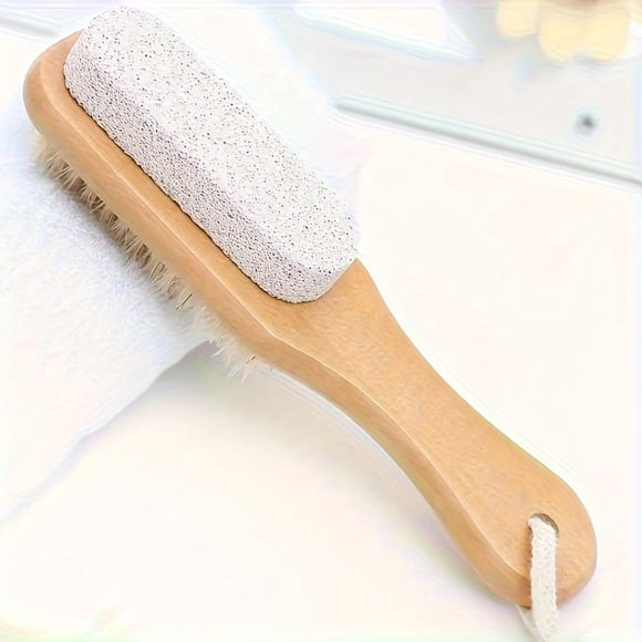 CNKOO 2-in-1 Exfoliating Pumice Stone & Brush Set for Feet - Natural Wooden Handle Rope Hanger | Gentle Massage & Dead Skin Removal Tool for Pedicure and Spa Treatments ZZZ