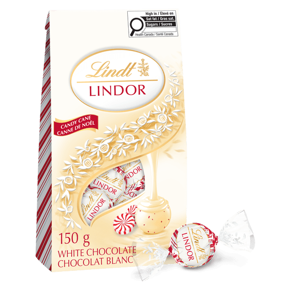 Lindt LINDOR Candy Cane White Chocolate Truffles, 150-Gram Bag