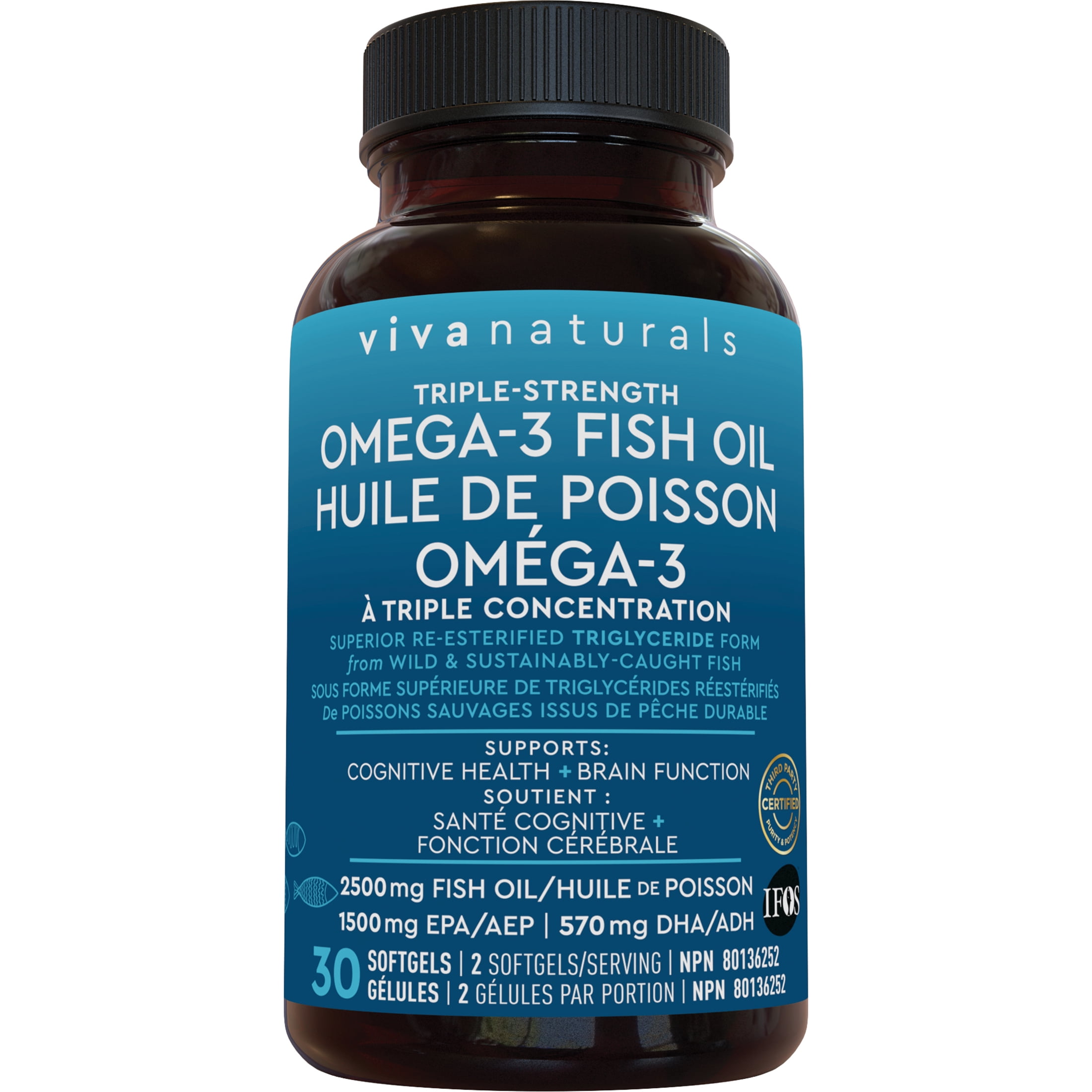 Viva Naturals Triple-Strength Omega-3 Fish Oil - 30 Softgels