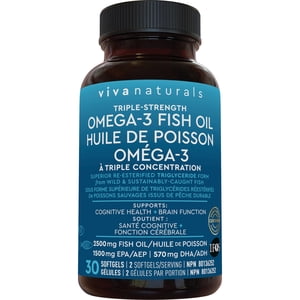 Viva Naturals Triple-Strength Omega-3 Fish Oil - 30 Softgels