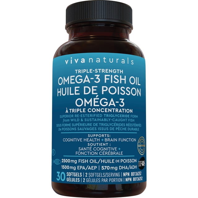 Viva Naturals Triple-Strength Omega-3 Fish Oil - 30 Softgels