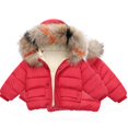 thumbnail image 4 of Kids Winter Jacket Winter Child Kids Solid Color Hoodie Zipper Coats Keep Warm Jacket Clothes, 4 of 5