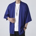 thumbnail image 2 of Men's Solid Drop Shoulder Kimono Jacket Open Front Cardigan Cloak Wool Cardigan Sweater Button Button up Cardigan for Men Button up Sweater for Men Mens Cardigan Cardigan Sweater Mens Mens Cardigan, 2 of 4