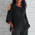 thumbnail image 2 of Liquidation! Hauts Grande Taille pour Femmes, Blouse à Manches Courtes d'Été pour Femmes, Mode Féminine Manches Courtes Col Rond Ample Épaules Dénudées Blouse, 2 of 5