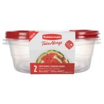 Rubbermaid TakeAlongs Conteneurs de stockage de nourriture carrée, 2.77 L (11.7 Cup), Ruby Red, paquet de 2