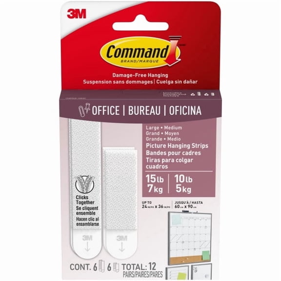 Command Picture Hanging Strips, White, 6 Medium Pairs and 6 Large Pairs