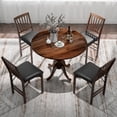 thumbnail image 3 of Costway Rustic Dining Table Wooden Dining Table with Round Tabletop & Curved Trestle Legs Walnut, 3 of 10