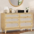 thumbnail image 1 of Commode en Rotin pour Chambre à Coucher, Commode à 6 Tiroirs pour Garde-Robe, Commodes à Tiroirs, Armoire de Rangement en Chêne pour Chambre à Coucher, Salon, Entrée, Couloir, Chêne, 1 of 7