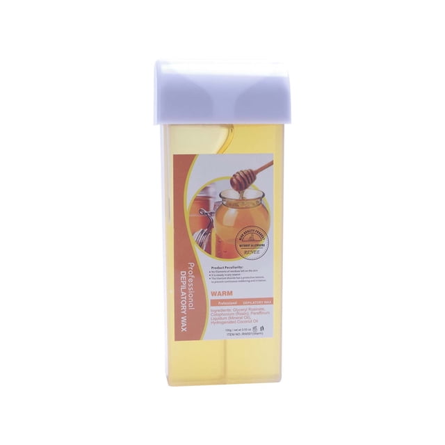 Cartouche Chauffante Dépilatoire à Bille pour Épilation à la Cire, Cartouche Transparente avec Cire Chaude de Couleur Miel et Capuchon Blanc. Idéale pour les kits d'Épilation à la Cire, l'Épilation de Toutes les Parties du Corps et Convient à Tous les types de Peau. Poids : 100 g.