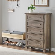 5 Drawer Dresser for Bedroom and Living Room, Wooden Dresser & Chests of Drawers with 5 Deep Drawers, Modern Chest Organizer for Living Room, Hallway, Entryway