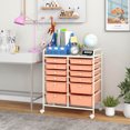 thumbnail image 2 of Costway 12-Drawer Rolling Storage Cart with 2 Sizes Plastic Drawers Skin Pink, 2 of 10