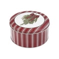 thumbnail image 2 of Holiday Time Christmas Swag Red Ribbon Bow Metal Round Gift Tin with Lid, Red White Stripes, Medium, 2 of 5