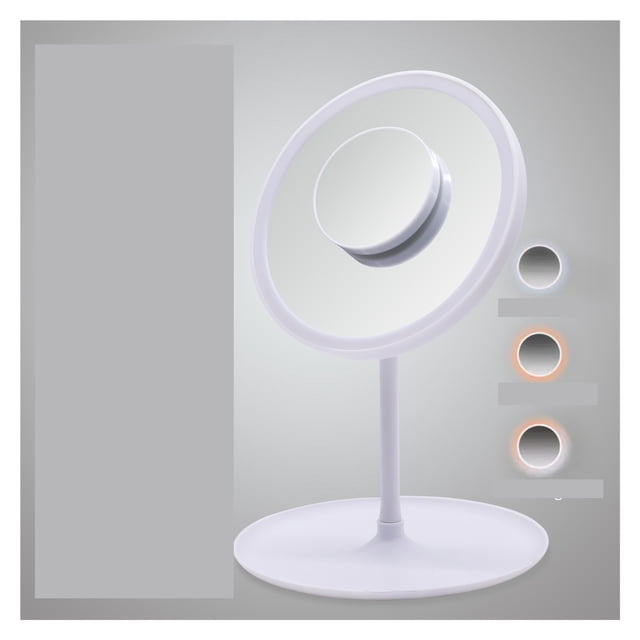 Miroir de Maquillage à DEL pour Coiffeuse avec Lumières, Miroir Rotatif avec Rangement, Gradateur de Bureau Réglable, Miroir Cosmétique USB pour Coiffeuse, Utilisation Grand