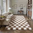 thumbnail image 1 of BERTHMEER 6'x9' Shag Area Rugs for Living Room Bedroom Contemporary Fuzzy Geometric Modern Fluffy Plush Washable Indoor Rugs Carpets Tapis，Brown White, 1 of 7