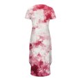 thumbnail image 4 of Ovzne Robes d'Été pour Femmes Robe d'Été pour Femmes Robes d'Été Décontractées à Imprimé Floral Col Rond Manches Courtes Poches Robe Longue Imprimée Robe pour Femmes à Manches Courtes Robes Longues Imprimées Cl, 4 of 5