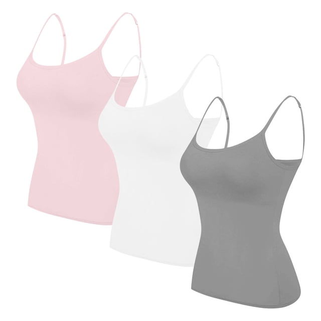Timegard Débardeurs 3 Pcs pour Femmes Grande Taille Col Rond Camis Ajustés Doux Décontractés Couleur Unie Sans Manches