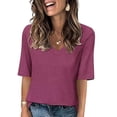 thumbnail image 2 of Timegard Womens Tops V-Neck 1/2 Sleeve Solid Color Basic Tee Shirts Comfy Blouse Casual Tunic Tops, 2 of 6