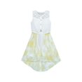thumbnail image 1 of Robe Fille Chiffon Jaune Asymétrique Ceinture Taille Fête 14 Ans, 1 of 6