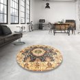 thumbnail image 3 of Ahgly Company Tapis d'Intérieur Carrés Abstraits Jaune Moutarde, Tapis de Zone Abstraits, 7 Pieds Carré, 3 of 6