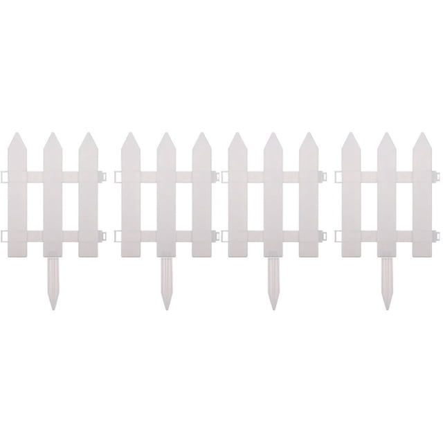 EIGTHTAIL 4 Sets White Plastic Fence Durable Garden Picket Fence Useful Lawn Edging
