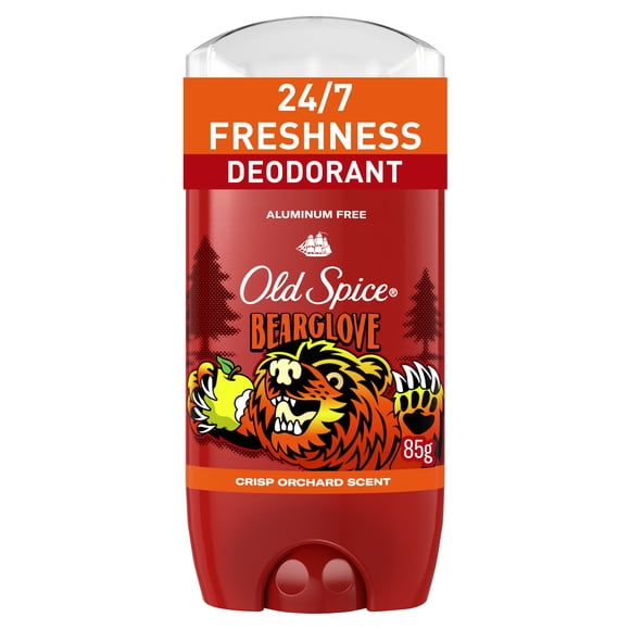 Désodorisant sans aluminium Old Spice pour hommes, fraîcheur 24 heures sur 24, 7 jours sur 7, protection longue durée contre les odeurs, parfum légendaire, Bearglove, parfum de ver