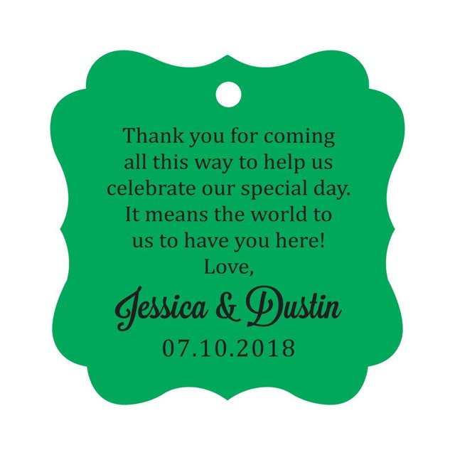 Darling Souvenir Custom Wedding Thank You Message Gift Tags Personalized Party Favor Hang Paper Tags-Green-50 Tags