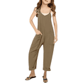 thumbnail image 2 of Girls Romper Solid Rompers for Girls Sleeveless Rompers with Pockets Girl Clothes 5-6 Y, 2 of 6