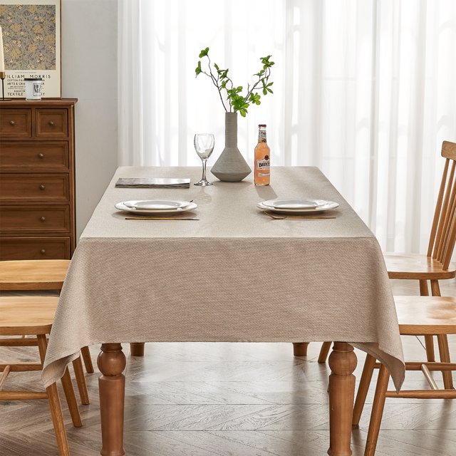 BALCONY & FALCON Diamond Jacquard Water Resistant Rectangle Tablecloth 55 x 71 Beige for Dining Kitchen Easter Spring Gardening Outdoor