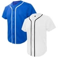 thumbnail image 1 of TOPTIE Lot de 2 Chandails de Baseball pour Homme, Chandail Boutonné à Manches Courtes - Bleu Blanc - 3TG, 1 of 8
