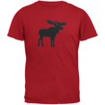 thumbnail image 1 of Moose Faux Stitched Red Adult T-Shirt, 1 of 1