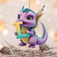 thumbnail image 4 of Fridja Personalized Dinosaur Christmas Ornament 26 Letters Hanging Pendant Ornaments 2024 Plastic Initial Monogram Xmas Tree Decorations with Hanging Rope Unique Customized Fun Gift for Kids (L), 4 of 4