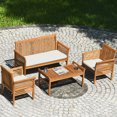 thumbnail image 4 of Gymax Ensemble de Conversation de Patio en Bois 8 Pcs Ensemble de Meubles d'Extérieur avec Coussin, 4 of 10