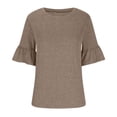 thumbnail image 4 of Pompotops Blouse d'Été Décontractée pour Femme à Manches Trois-Quarts, Col Rond, Hauts Unis, T-Shirt en Solde, 4 of 6