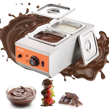 VEVOR Machine de Trempe pour Chocolat, Pot de Fusion de Chocolat de 9 Lb à 2 Réservoirs avec Contrôle de Température 86-185 °F, Réchaud Alimentaire Commercial Électrique en Acier Inoxydable 800 W
