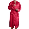 thumbnail image 1 of Men Solid Casual Long Sleeves Lace-up Home Pocket Long Pajama Robe, 1 of 4