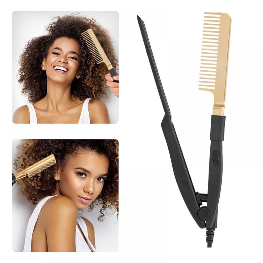 Hot Comb Hair Straightener for Natural Black Hair and Wig  Electric Straightening Comb for African American Hair  Flat Iron Comb for Great Tresses Hair Straightener Comb with A Firm Grip