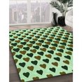 thumbnail image 3 of Ahgly Tapis Rond Lavable en Machine Intérieur Transitionnel Vert Armée, 7 Pieds Rond, 3 of 7