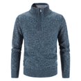 thumbnail image 1 of Men's Half High Neck Pullover Bottom Shirt Slim Winter Half Zipper Knit Simple Solid Colour Sweater Clothes, 1 of 2