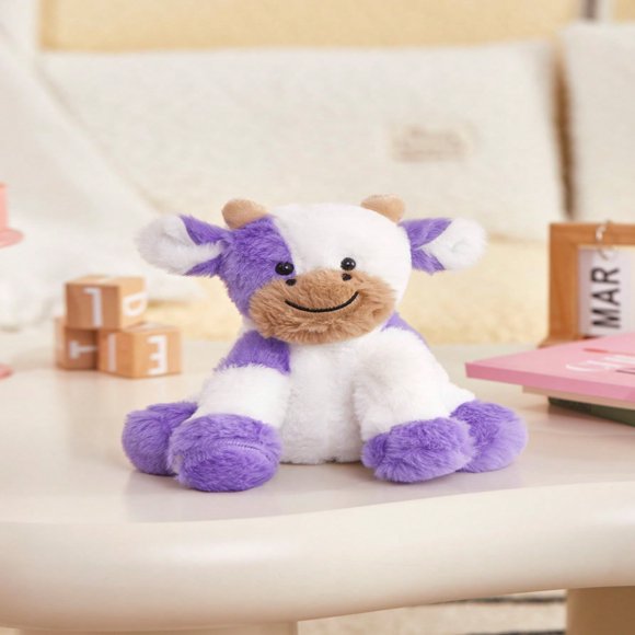 YOPTOP 20cm 1pc Polka Dot Plush Toy Pinkish Purple Cow Stuffed Animal With Bouquet Decoration Great Birthday Gift For Kids,Purple-20CM