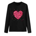 thumbnail image 3 of Qertyioot Chandail Cœur d'Amour Valentines Day Grande Taille à Enfiler, Haut à Manches Longues Imprimé à Col Rond pour Femmes, 3 of 3