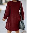 thumbnail image 3 of MesaSe Jupe Côtelée Tricotée pour Femmes Manches Lanterne Col Rond Robe Courte Chandail Jupe avec Poches Automne Hiver Jupe Inférieure, 3 of 5