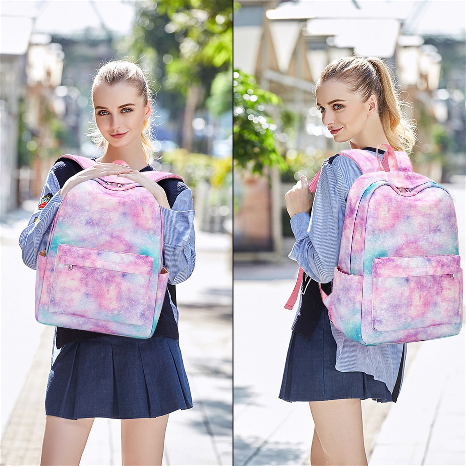 Dvkptbk School Backpack Gradient Lightweight Water for Teen Girls School Backpack with Lunch Bag Sports Bag