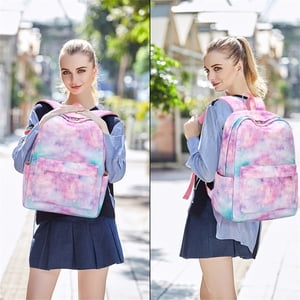 Dvkptbk Sac à dos scolaire Gradient Eau légère pour les adolescentes Sac à dossier scolaire avec sac à dos de sport